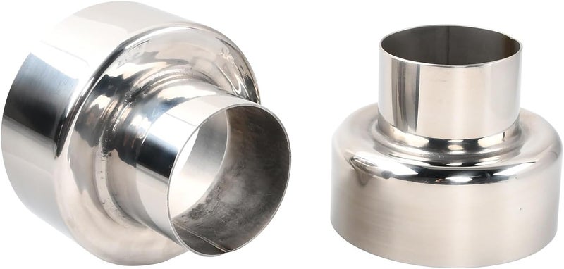 SSN Exhaust Pipe Reducer Component Adapter 3 Inch OD to 5.0 Inch OD Polished 304 Stainless Steel Universal OD 3" to OD 5.0" Exhaust Pipe Reducer Adapter 4 Inch Length-Pair 2 Pcs - Image 1